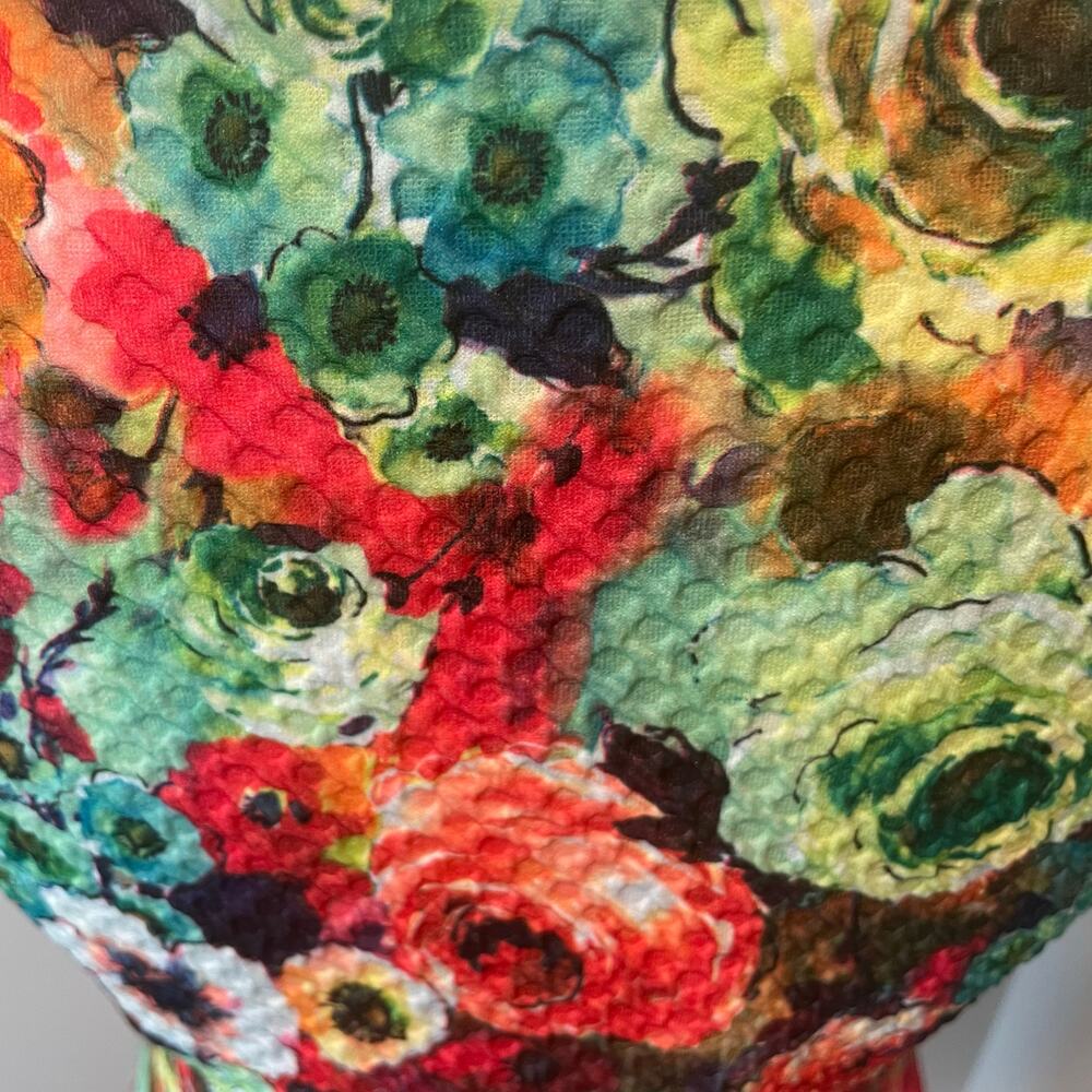 Joseph Ribkoff Sheath Floral Dress Sz 8 Colorful Ruched Stretchy V-Neck Chic - Picture 4 of 13